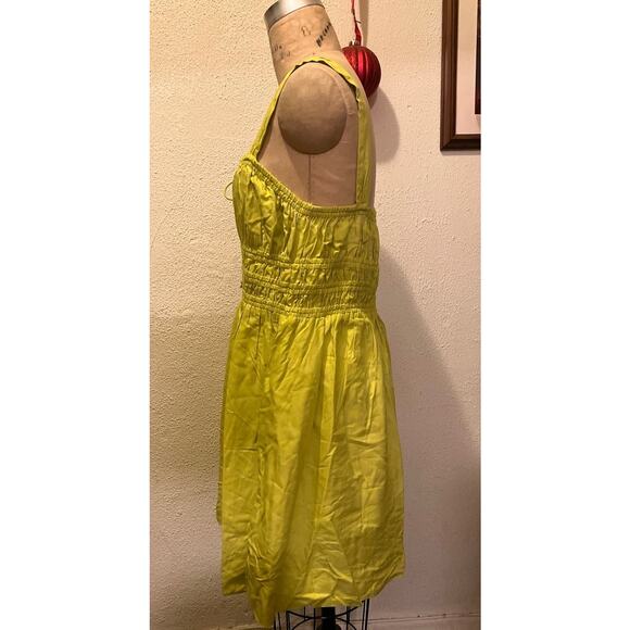 Topshop Channeled Mini Dress in Chartreuse NWT Size 12 - Picture 6 of 11